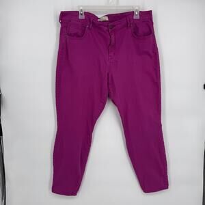 CJ By Cookie Johnson Jeans Womens 36 Purple Pink High Rise Tapered Stretch Denim